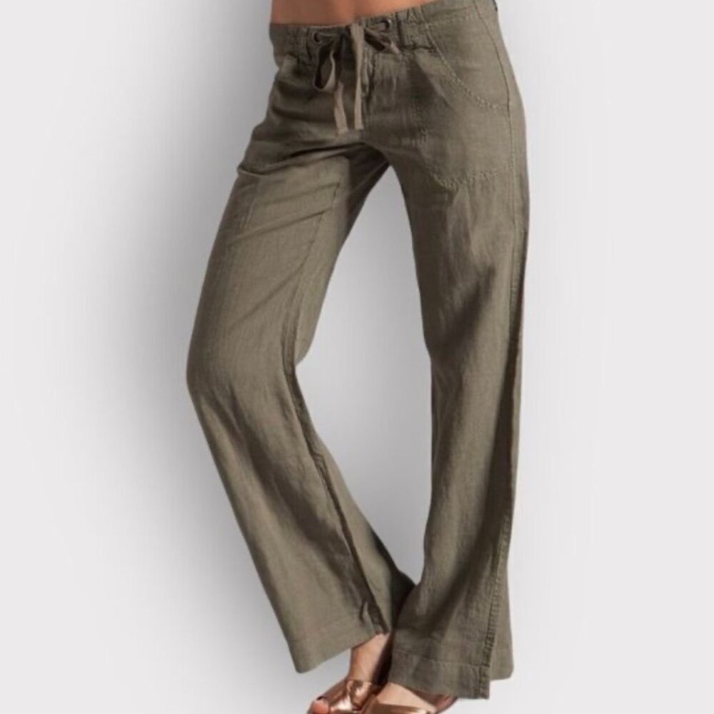 Sanctuary Beach Comber Linen Pants Olive Green Size 32